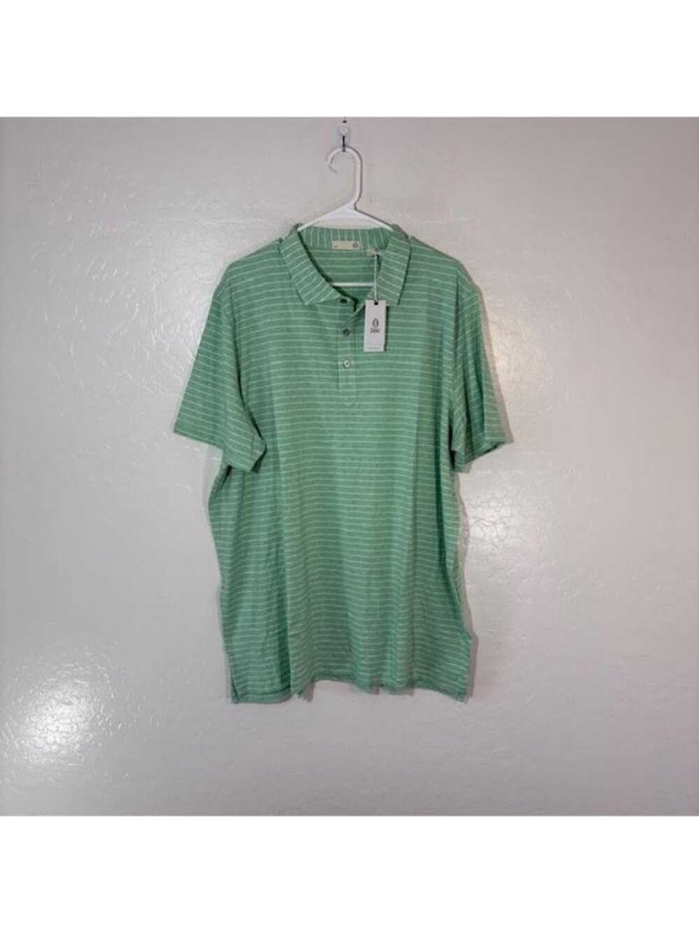 Tasc Performance Polo Shirt Mens 3XL Green White Stripe Wellness Bamboo Cotton